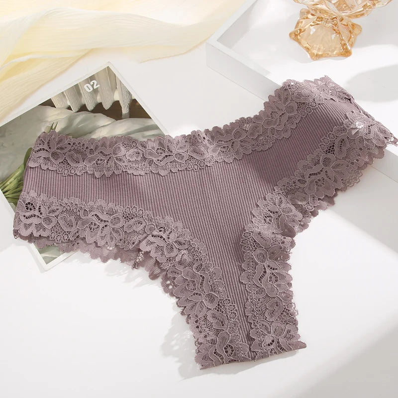 Sexy Lace Brazilian Briefs – Breathable Cotton Underwear for Women