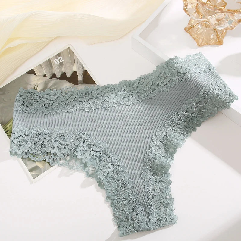 Sexy Lace Brazilian Briefs – Breathable Cotton Underwear for Women