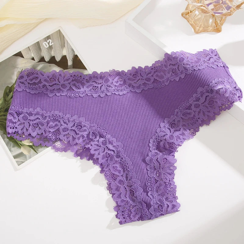 Sexy Lace Brazilian Briefs – Breathable Cotton Underwear for Women